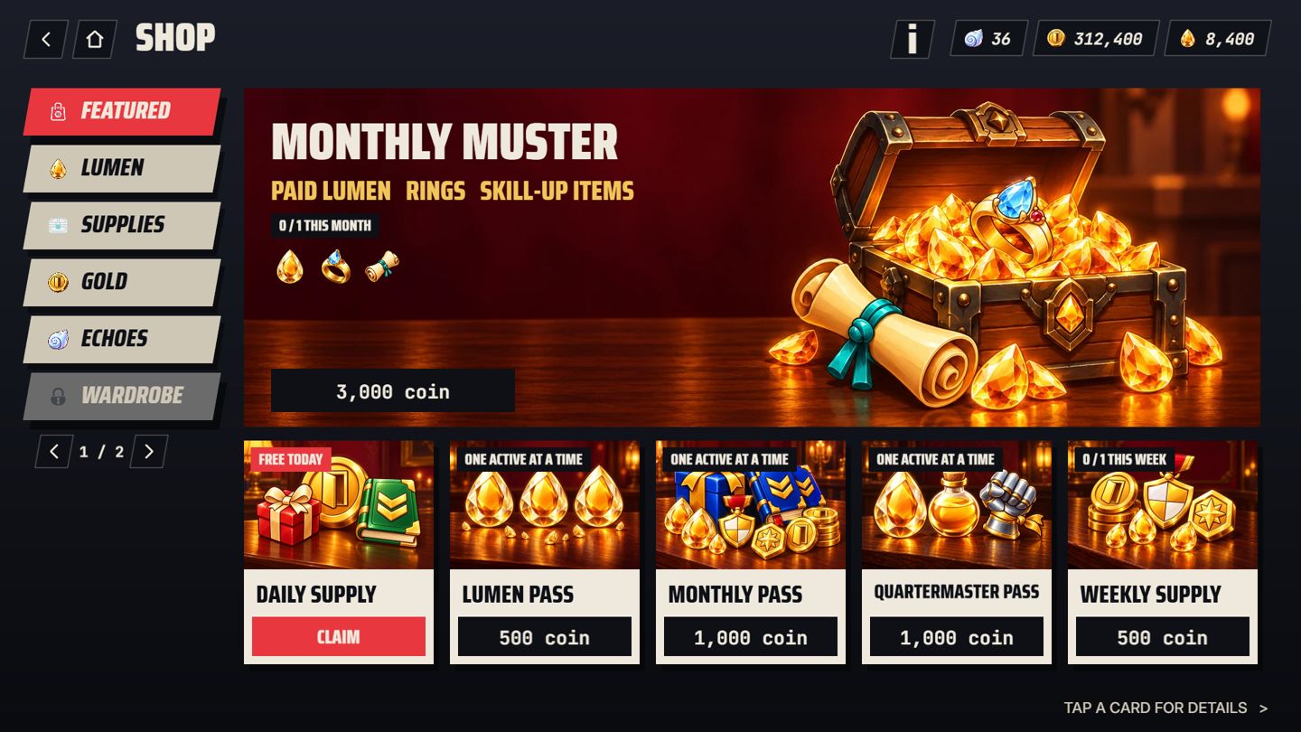 The shop, featured tab